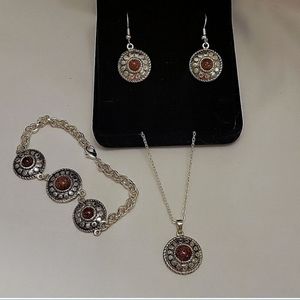 3 Piece Silver-Tone & Sandstone Set